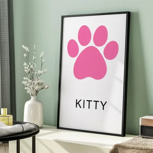 Tablou personalizat / Canvas amprentă roz - pisicuță