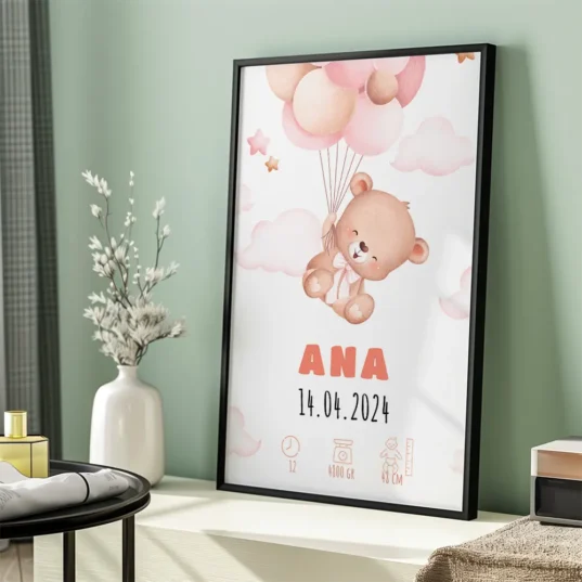 Tablou personalizat nou născut - ursuleț