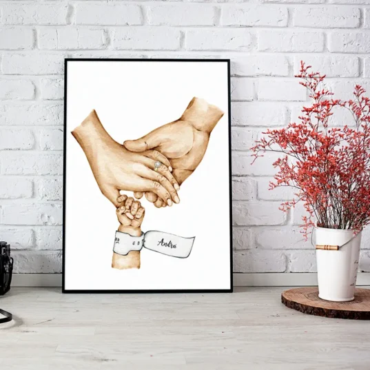Tablou personalizat nou născut - Holding hands