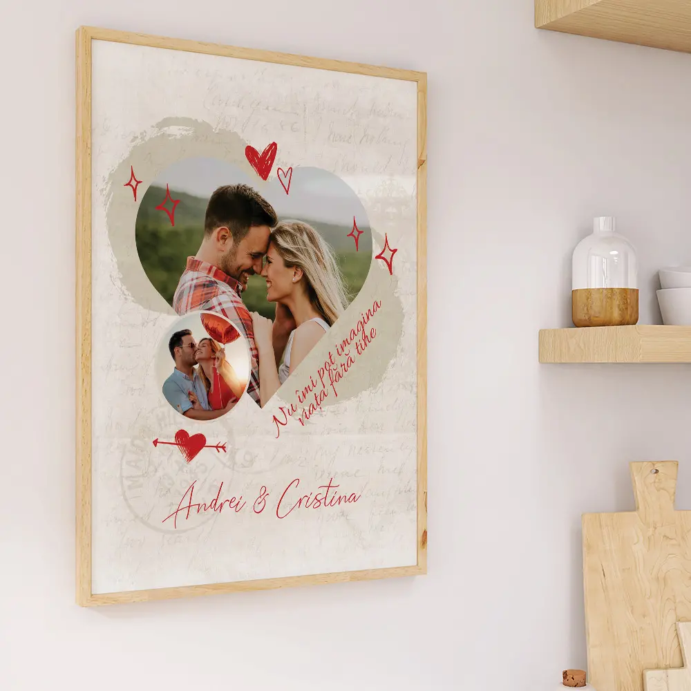 Tablou personalizat cuplu Heart and circle - imagine 5