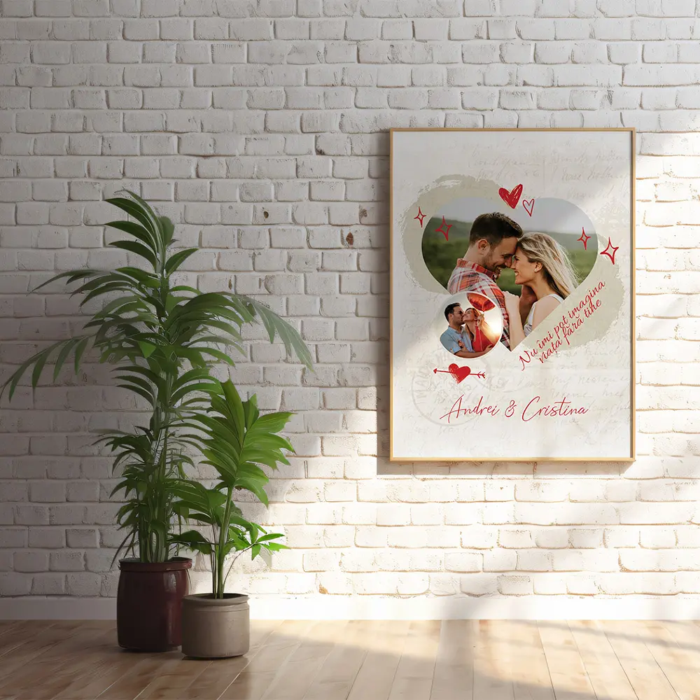 Tablou personalizat cuplu Heart and circle - imagine 4