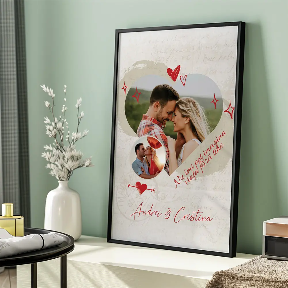 Tablou personalizat cuplu Heart and circle - imagine 3