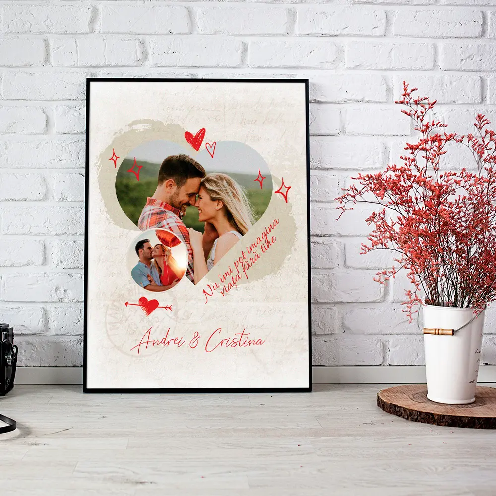 Tablou personalizat cuplu Heart and circle - imagine 2